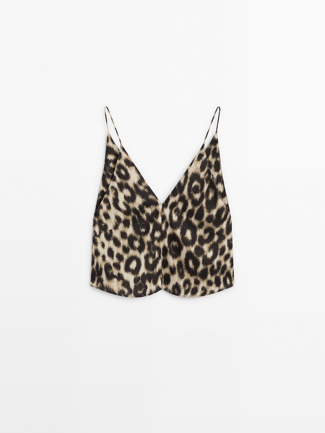 Massimo Dutti Animal Print Loose Strappy Co-ord Women Top Leopard | US-MI8213709
