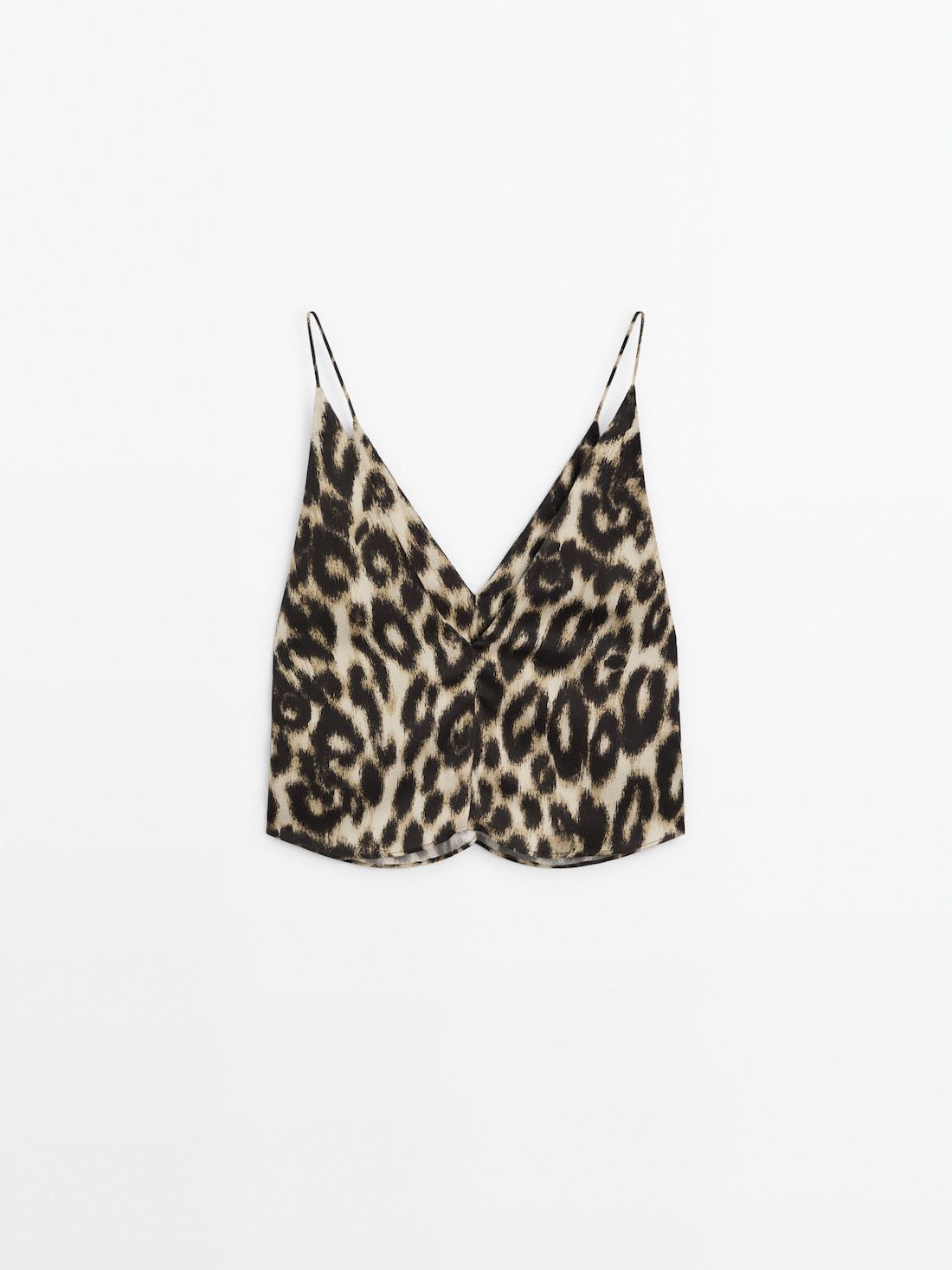 Massimo Dutti Animal Print Loose Strappy Co-ord Women Top Leopard | US-MI8213709