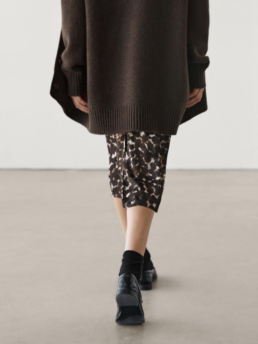 Massimo Dutti Animal Print Midi Co-ord Women Skirts Leopard | US-ME0718359