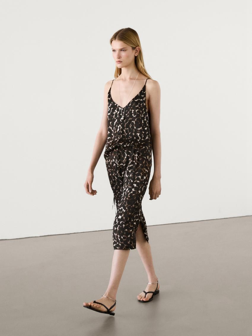 Massimo Dutti Animal Print Midi Co-ord Women Skirts Leopard | US-ME0718359