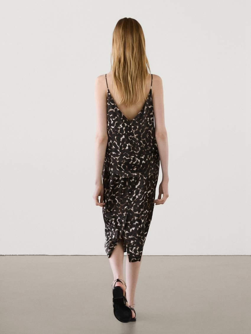 Massimo Dutti Animal Print Midi Co-ord Women Skirts Leopard | US-ME0718359
