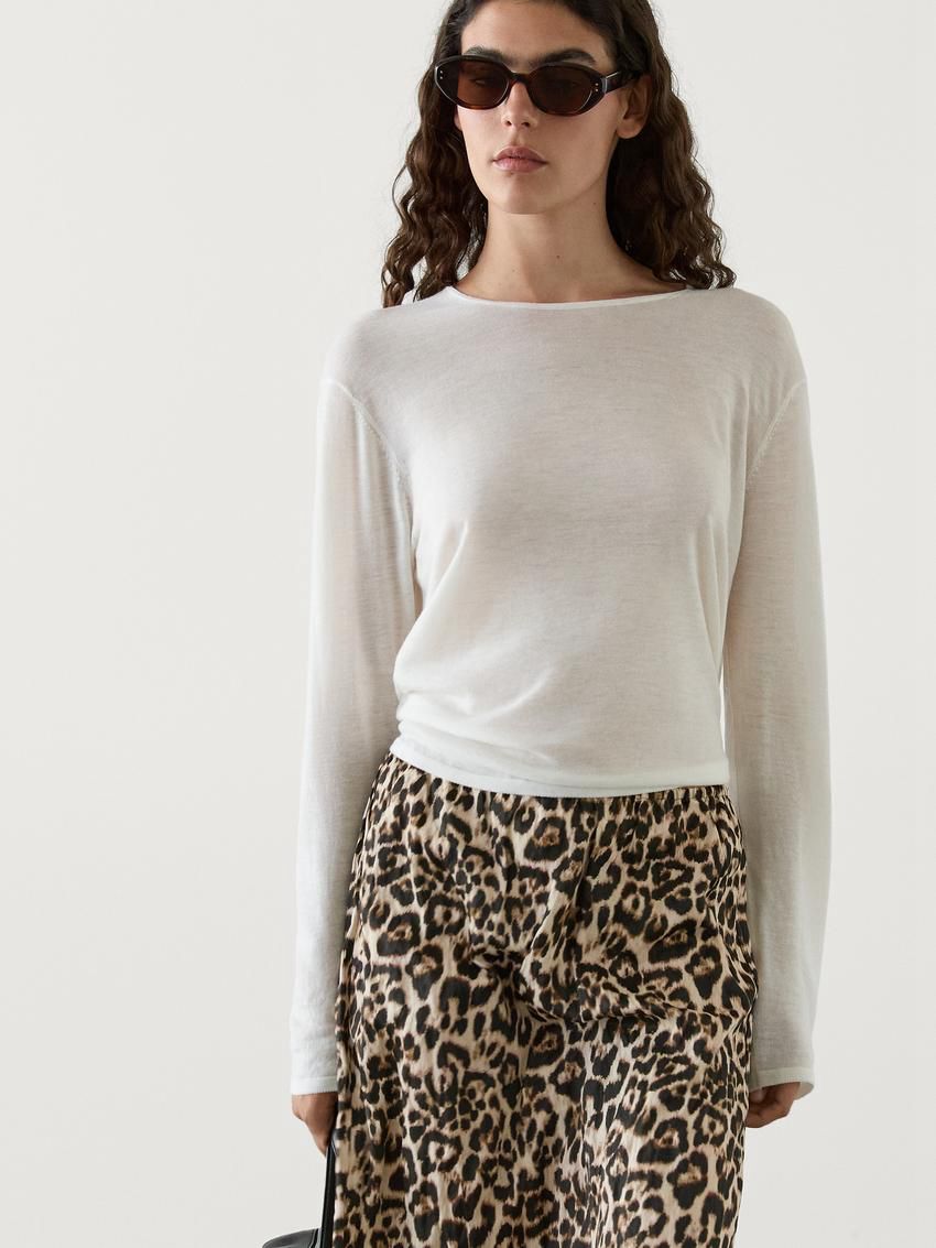 Massimo Dutti Animal Print Midi With Sli Women Skirts Leopard | US-EH3750164