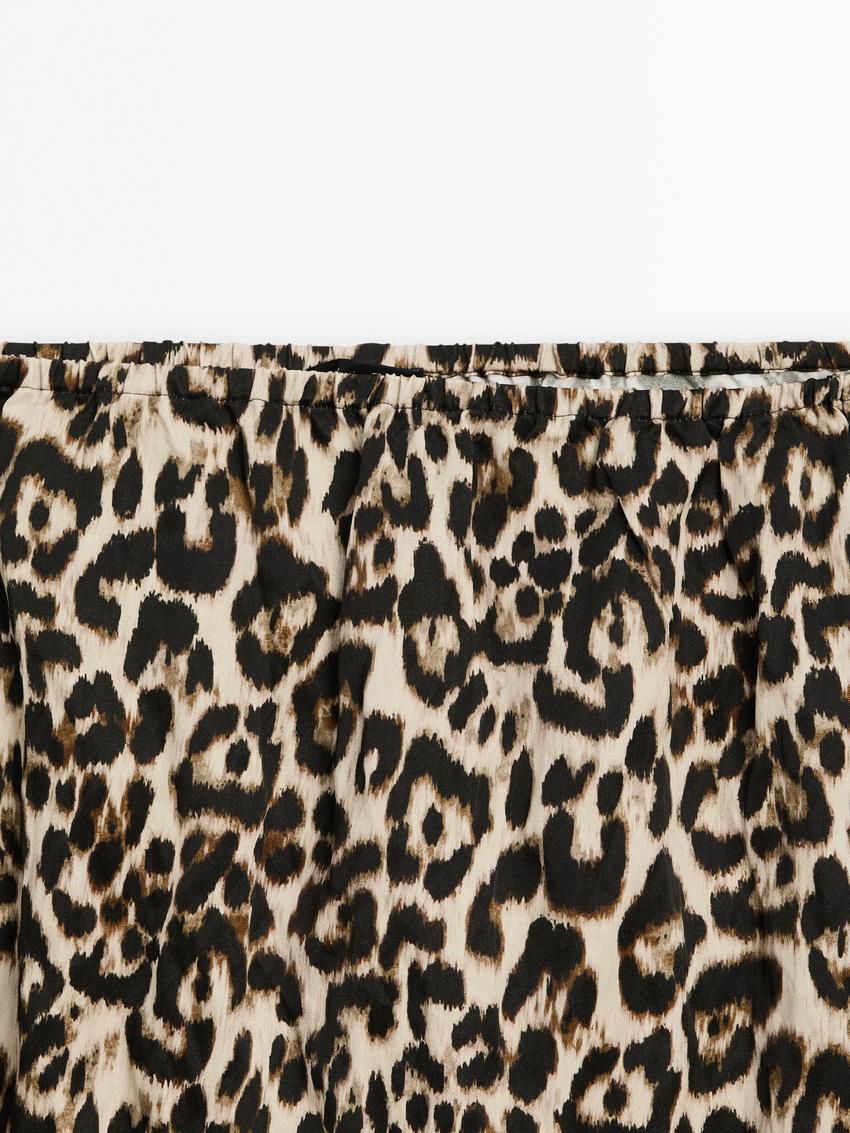 Massimo Dutti Animal Print Midi With Sli Women Skirts Leopard | US-EH3750164