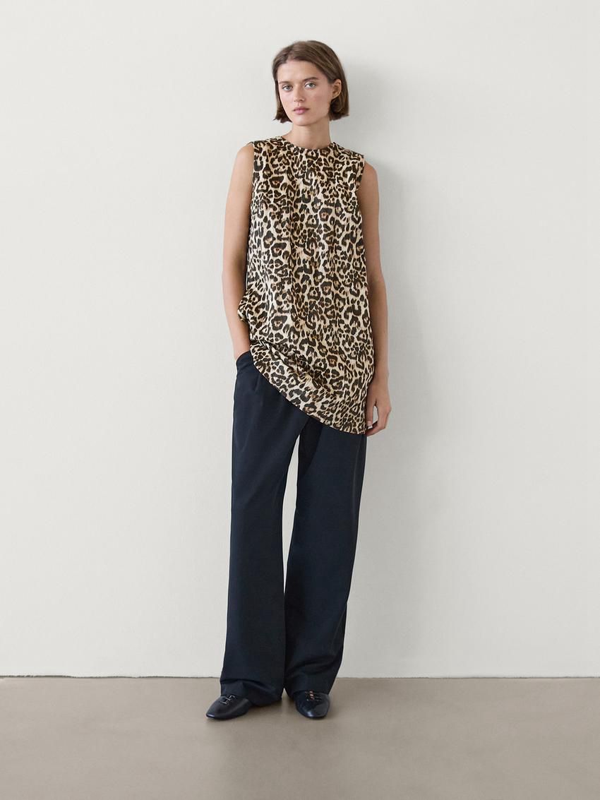 Massimo Dutti Animal Print Mini Women Dress Leopard | US-FJ7935024