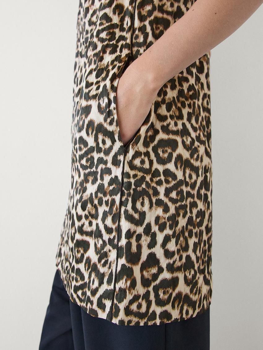 Massimo Dutti Animal Print Mini Women Dress Leopard | US-FJ7935024