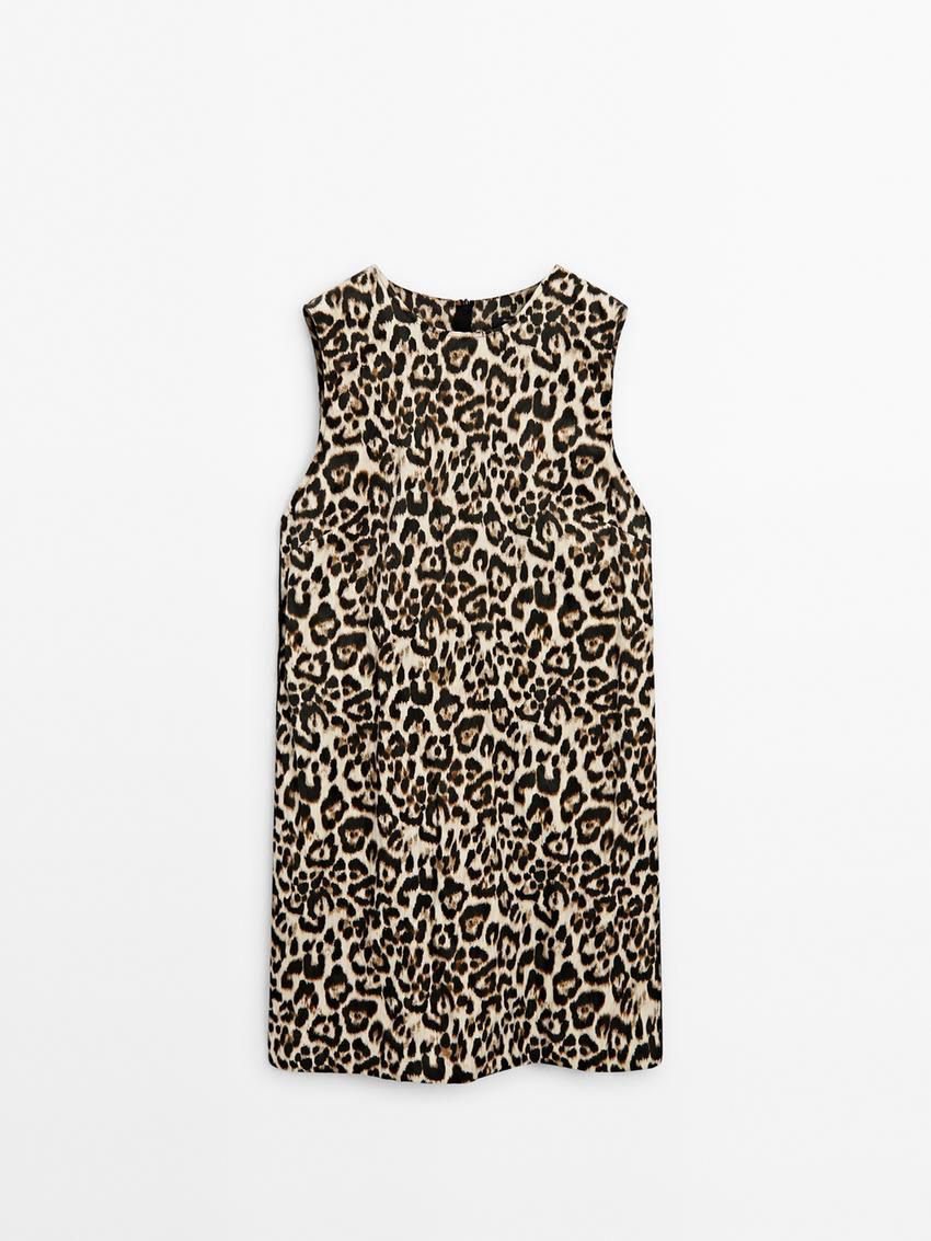 Massimo Dutti Animal Print Mini Women Dress Leopard | US-FJ7935024