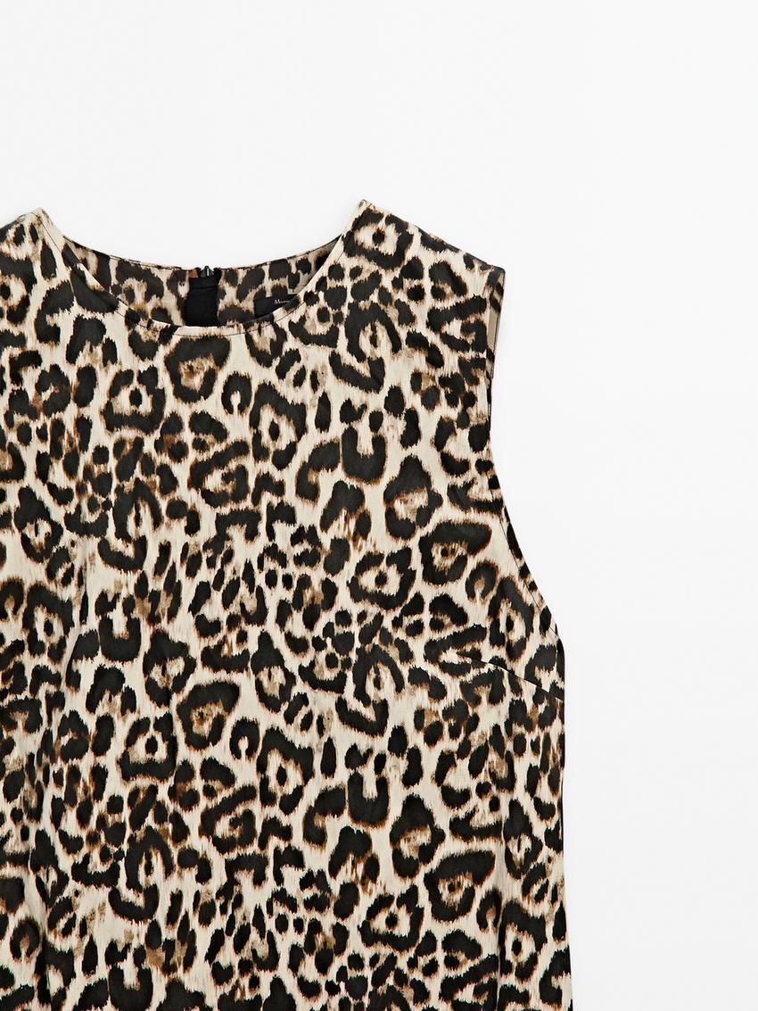 Massimo Dutti Animal Print Mini Women Dress Leopard | US-FJ7935024
