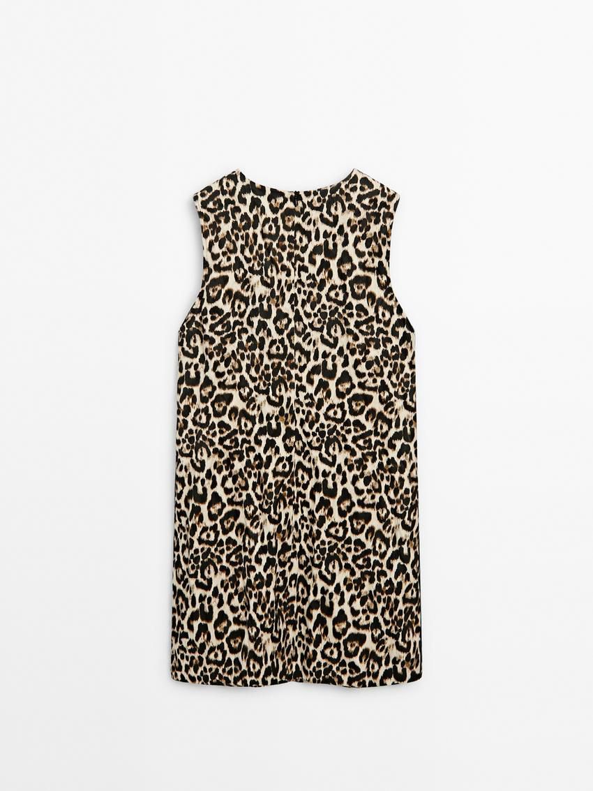 Massimo Dutti Animal Print Mini Women Dress Leopard | US-FJ7935024