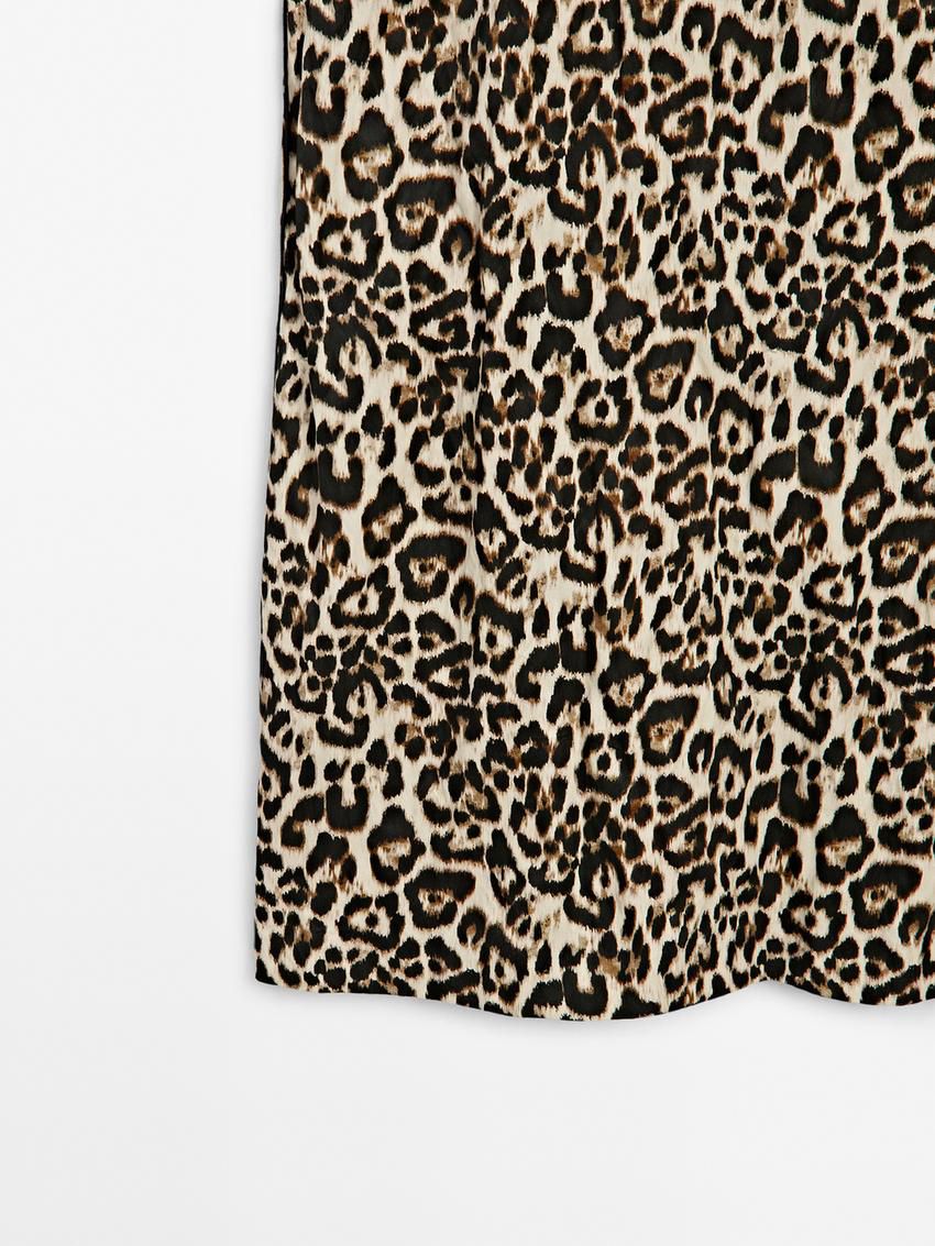 Massimo Dutti Animal Print Mini Women Dress Leopard | US-FJ7935024