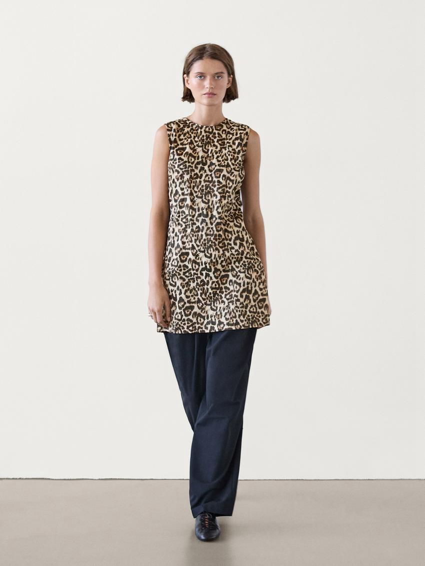 Massimo Dutti Animal Print Mini Women Dress Leopard | US-FJ7935024
