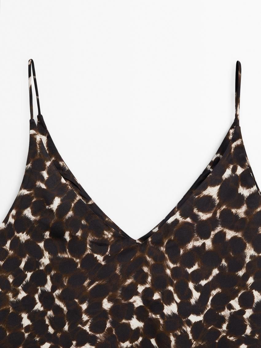 Massimo Dutti Animal Print Strappy Co-ord Women Top Leopard | US-KE2379806