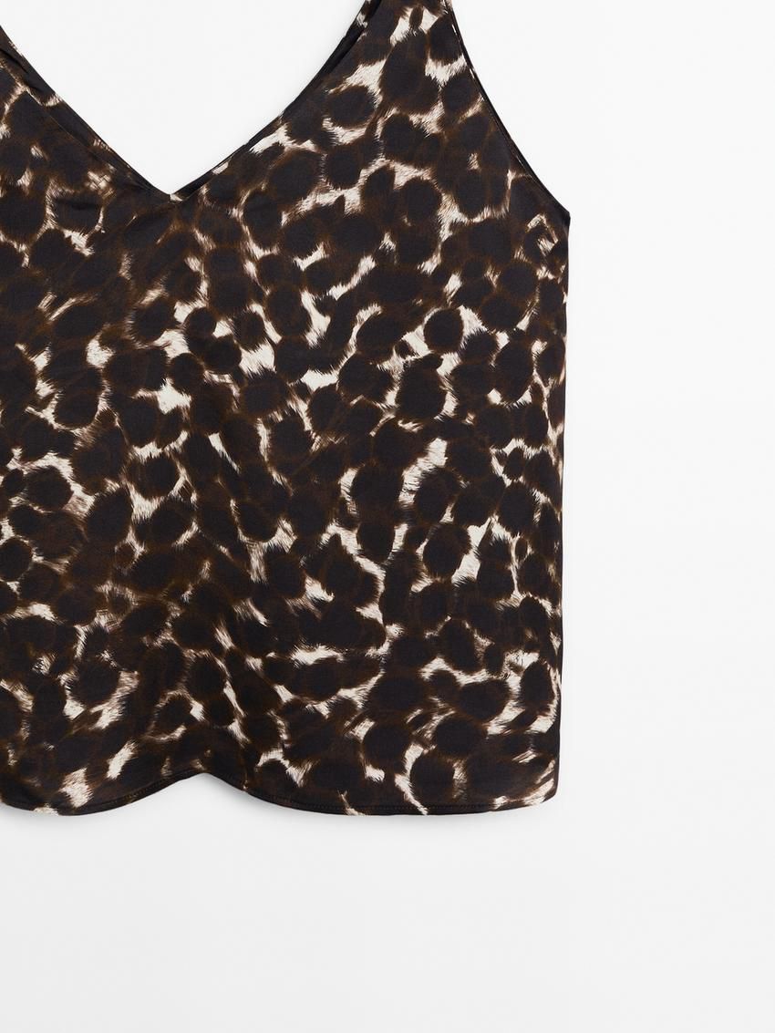 Massimo Dutti Animal Print Strappy Co-ord Women Top Leopard | US-KE2379806