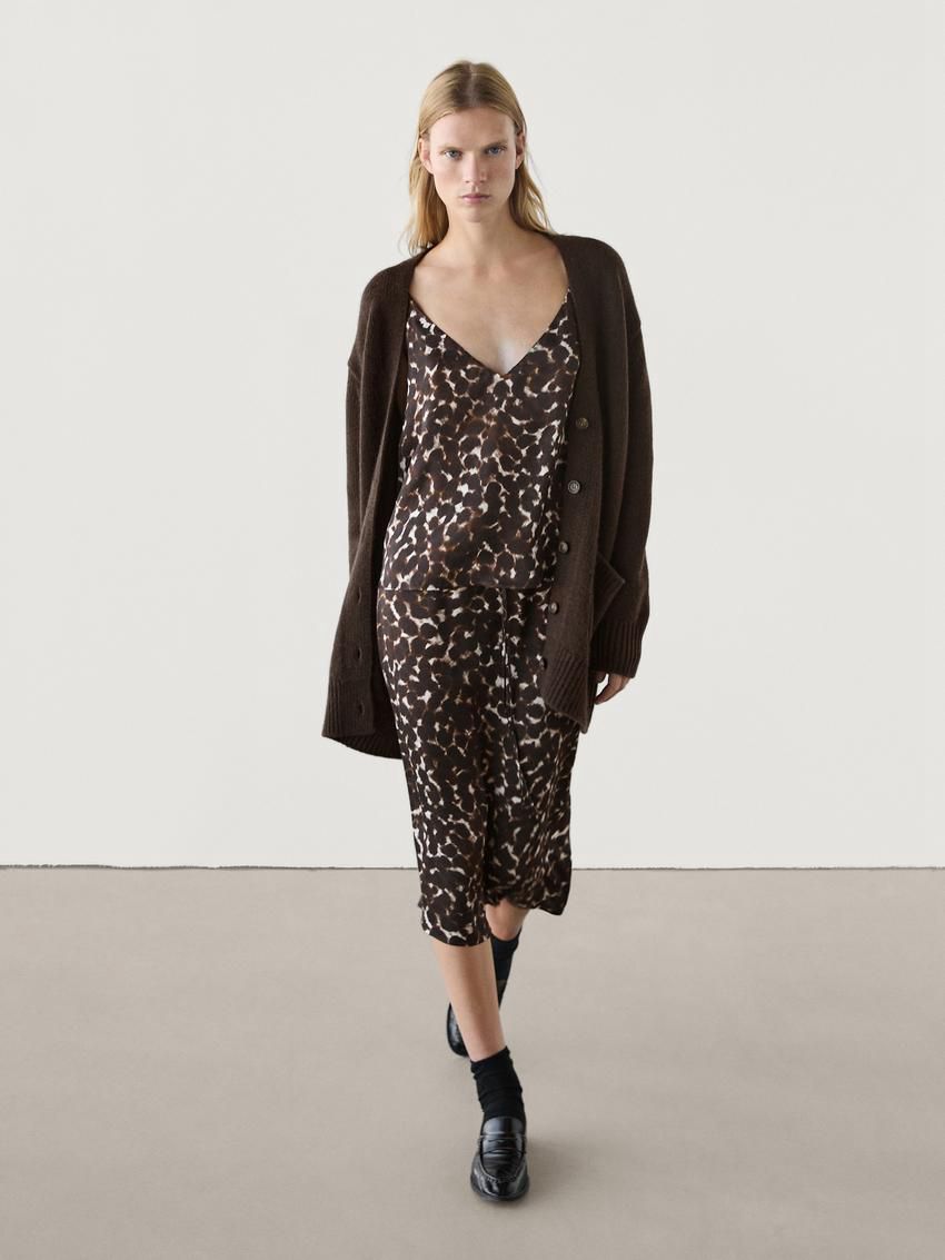 Massimo Dutti Animal Print Strappy Co-ord Women Top Leopard | US-KE2379806