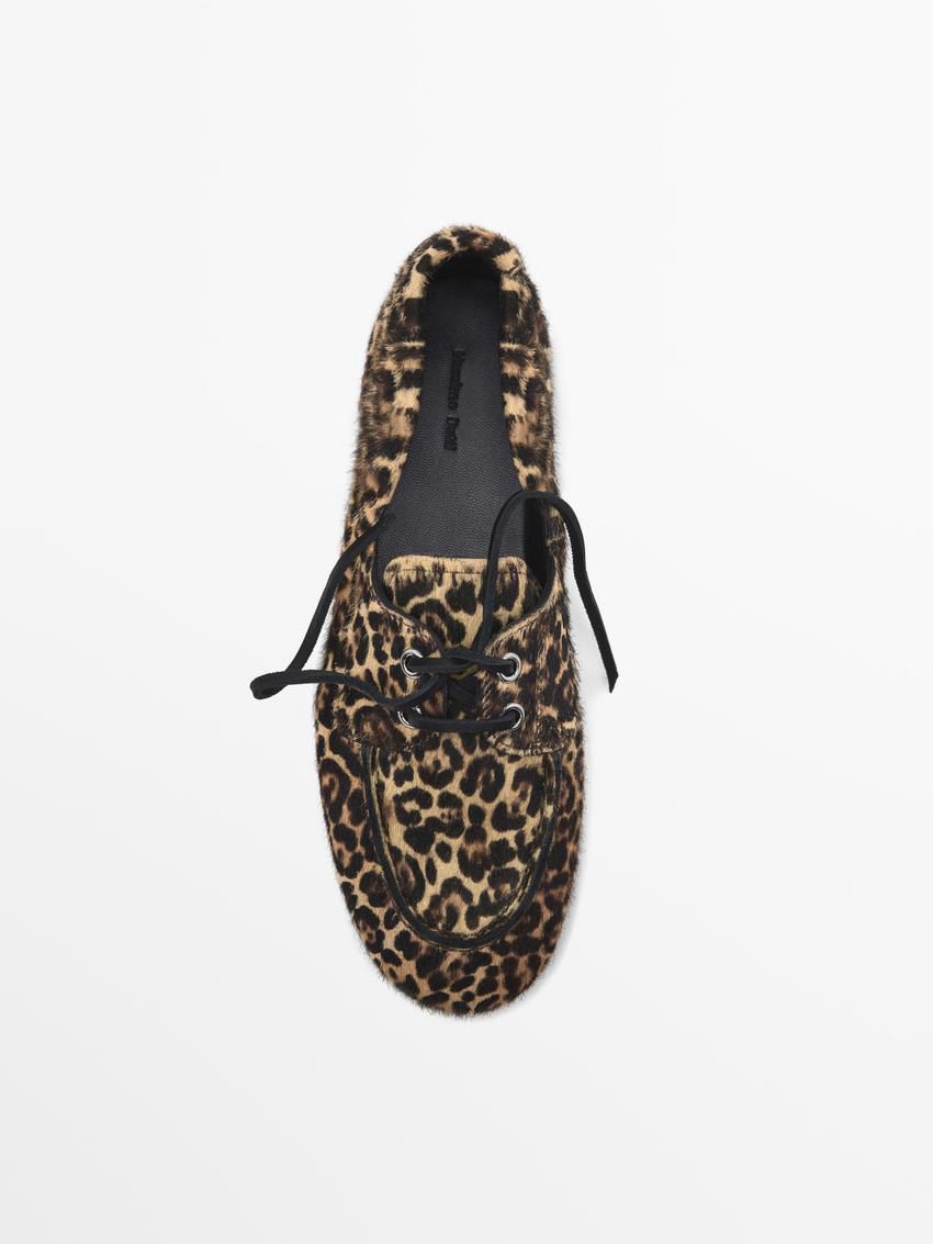 Massimo Dutti Animal Print Women Boat Shoes Leopard | US-SA1485603