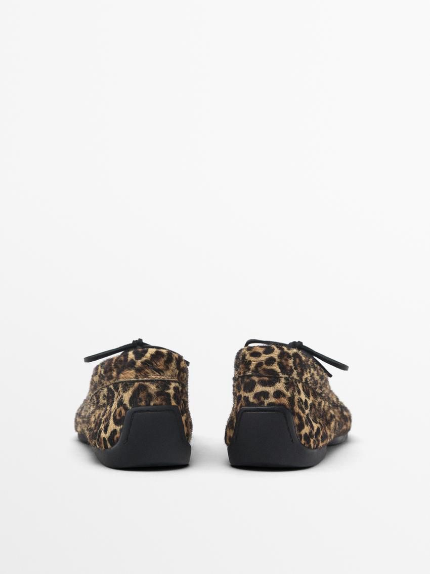 Massimo Dutti Animal Print Women Boat Shoes Leopard | US-SA1485603