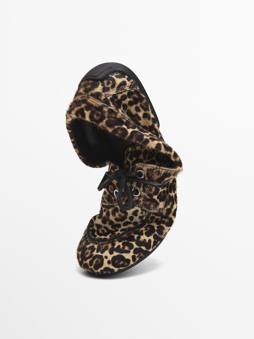 Massimo Dutti Animal Print Women Boat Shoes Leopard | US-SA1485603