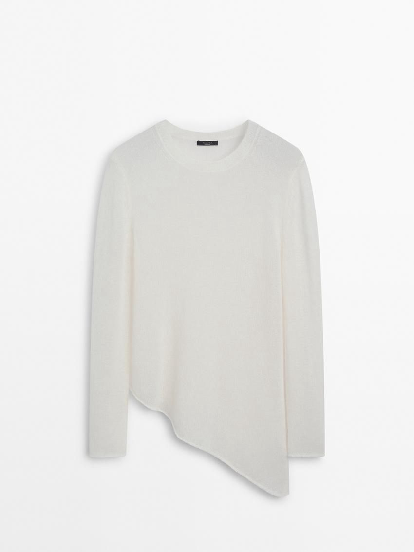Massimo Dutti Asymmetric Alpaca Blend Women Sweater Cream | US-CX8217053