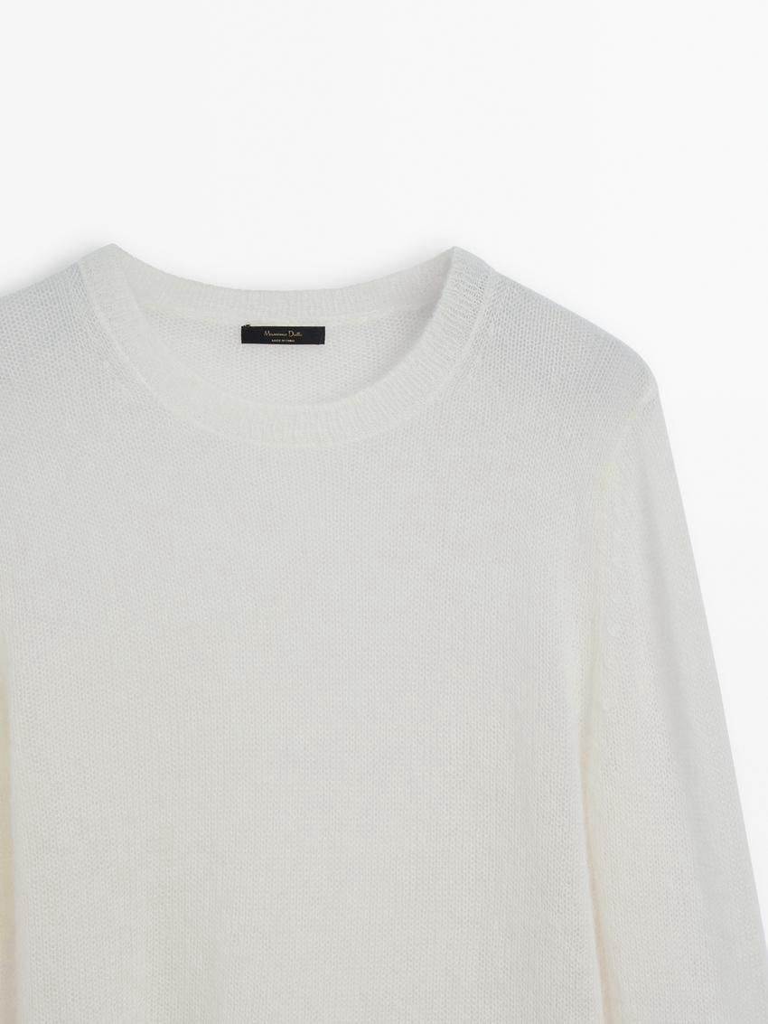 Massimo Dutti Asymmetric Alpaca Blend Women Sweater Cream | US-CX8217053