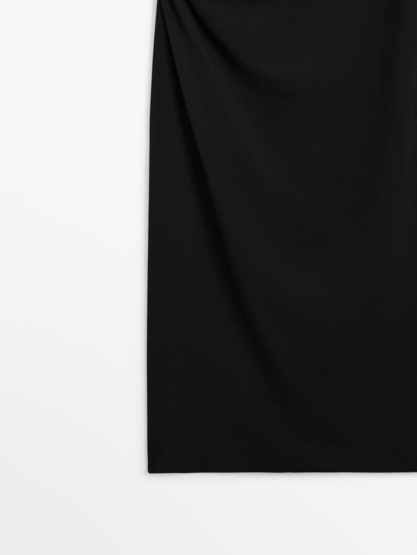 Massimo Dutti Asymmetric Draped Women Dress Black | US-EM7219456