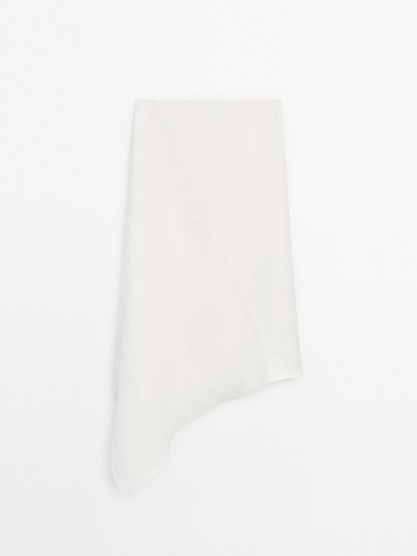 Massimo Dutti Asymmetric Flounce Midi Women Skirts White | US-XZ6127389