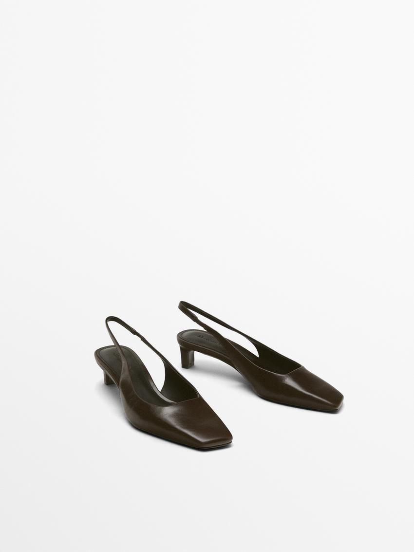 Massimo Dutti Backless Women Heels Dark Brown | US-QM0251679