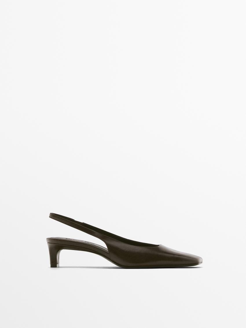 Massimo Dutti Backless Women Heels Dark Brown | US-QM0251679