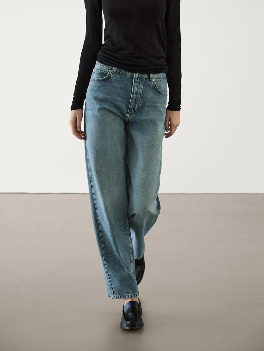 Massimo Dutti Barrel Fit Women Jeans Blue | US-WY2493568