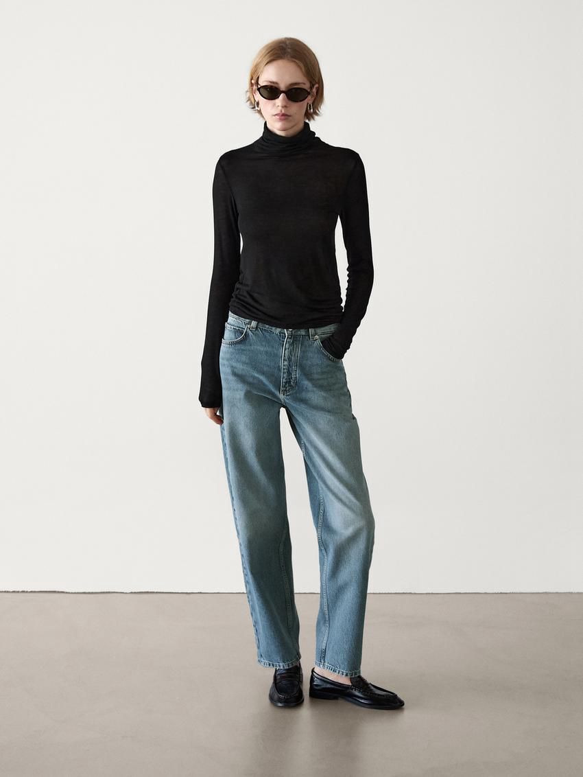 Massimo Dutti Barrel Fit Women Jeans Blue | US-WY2493568