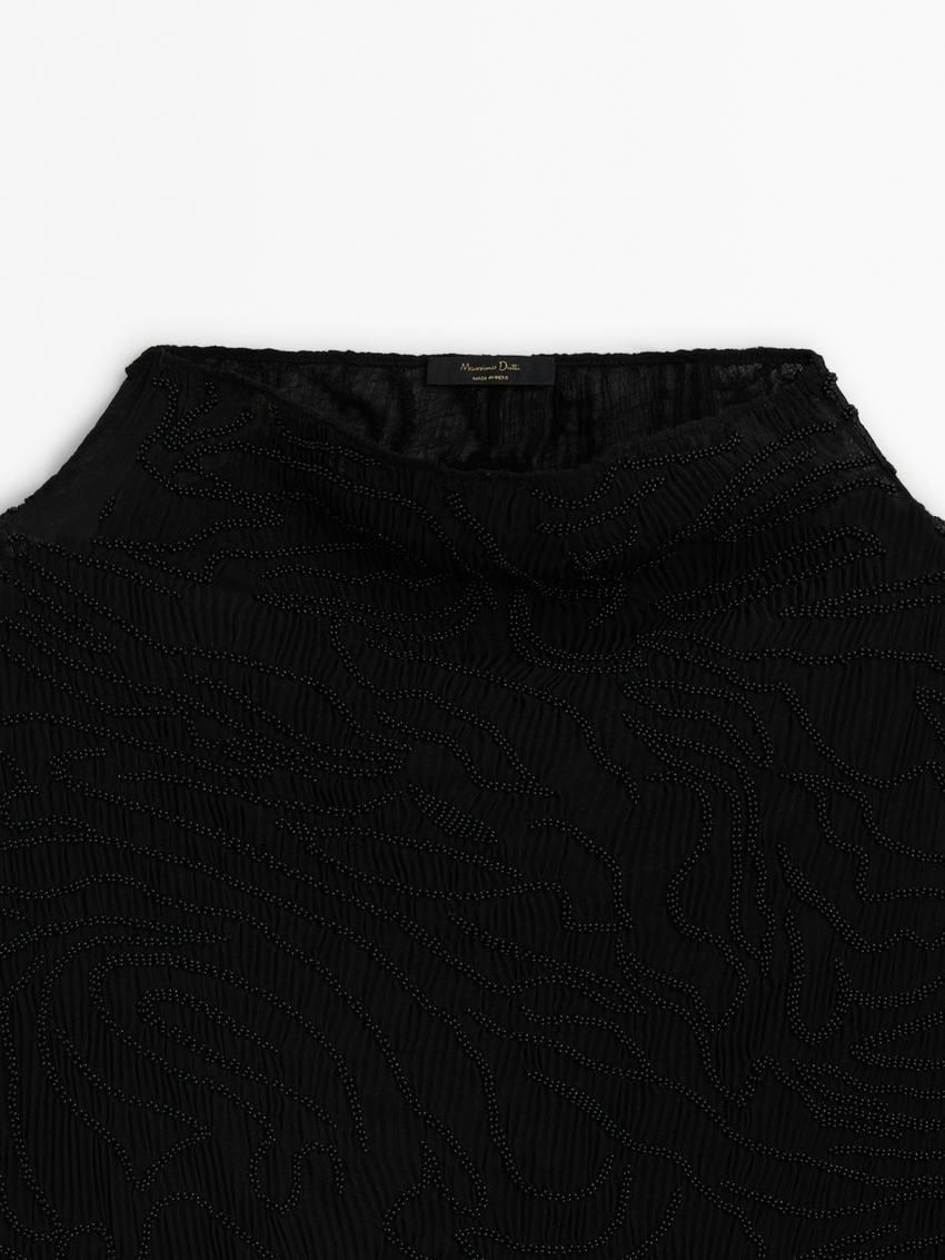 Massimo Dutti Beading Women Top Black | US-ST5893146