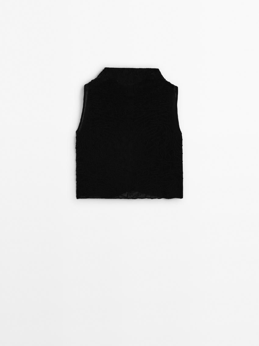 Massimo Dutti Beading Women Top Black | US-ST5893146