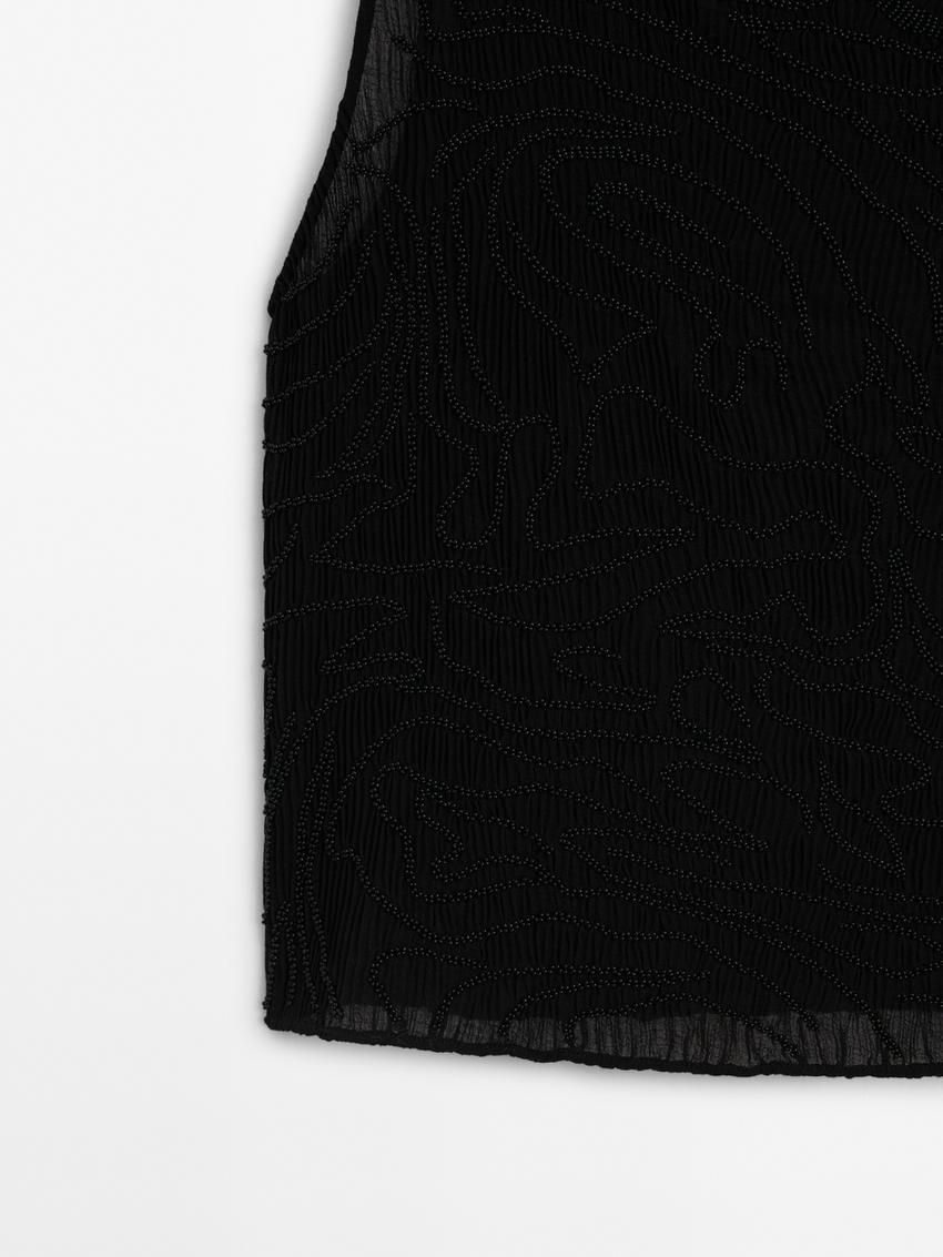 Massimo Dutti Beading Women Top Black | US-ST5893146