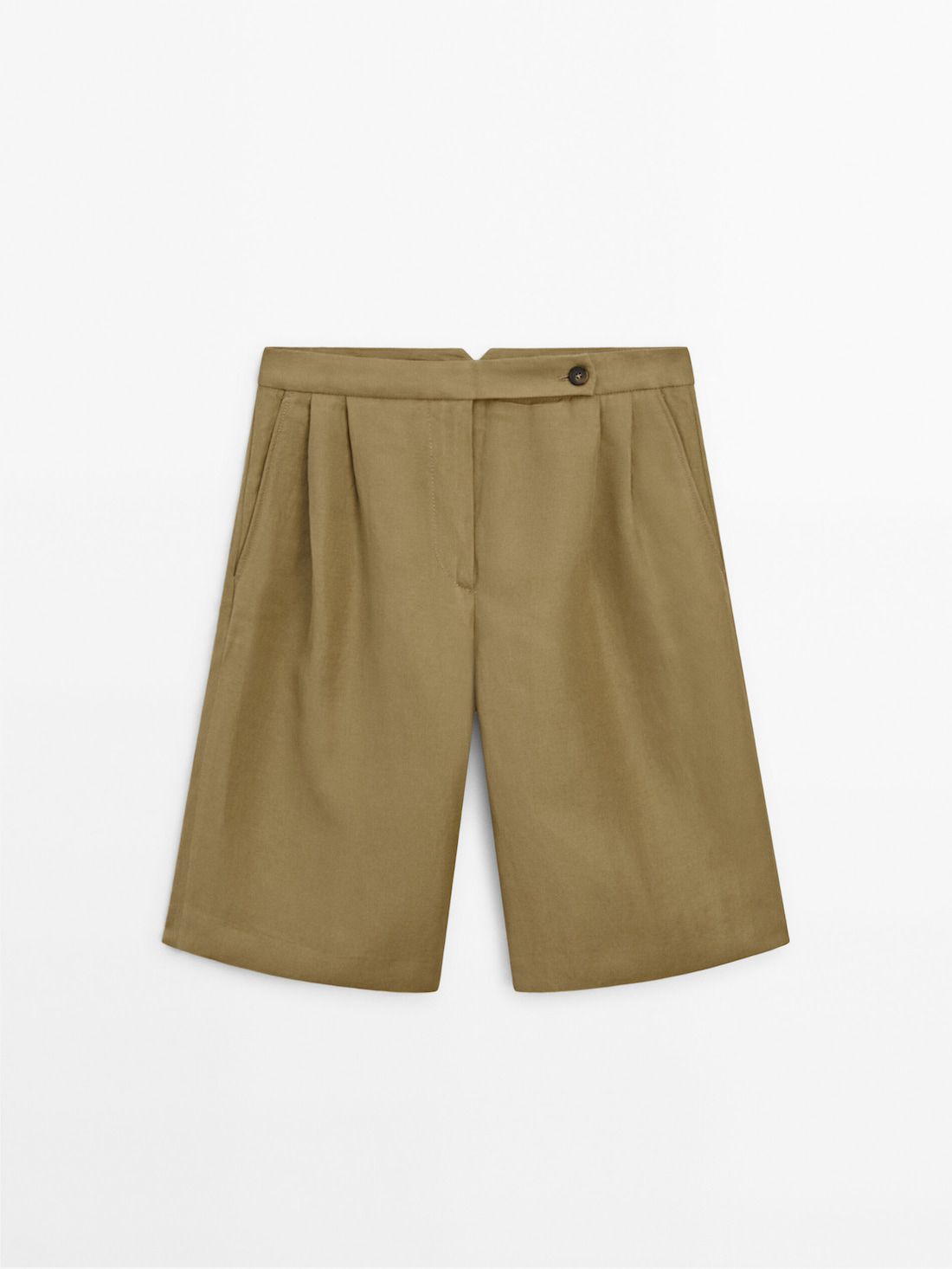 Massimo Dutti Bermuda With Dart Details Women Shorts Green | US-KG0684725