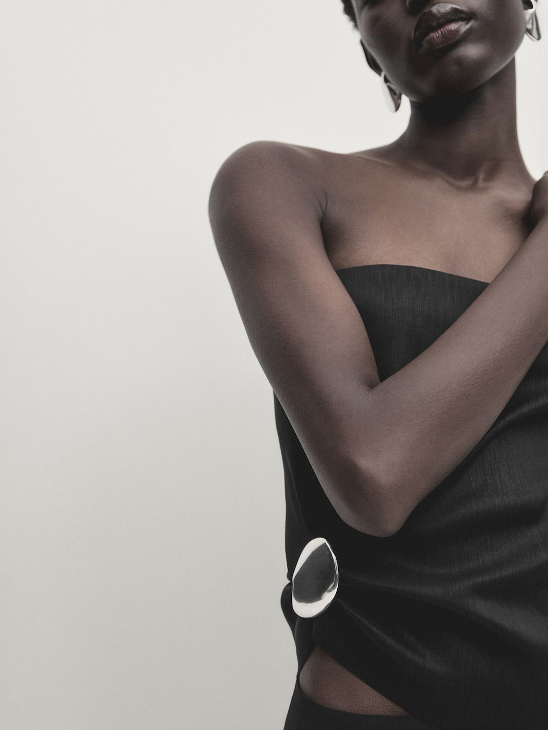 Massimo Dutti Black Strapless Women Top Black | US-PV8019436