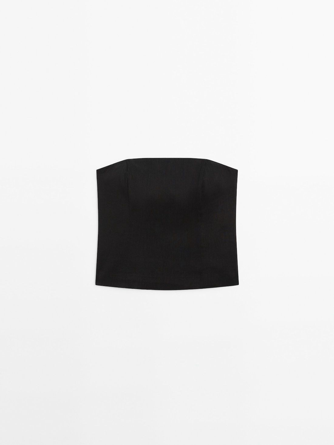 Massimo Dutti Black Strapless Women Top Black | US-PV8019436