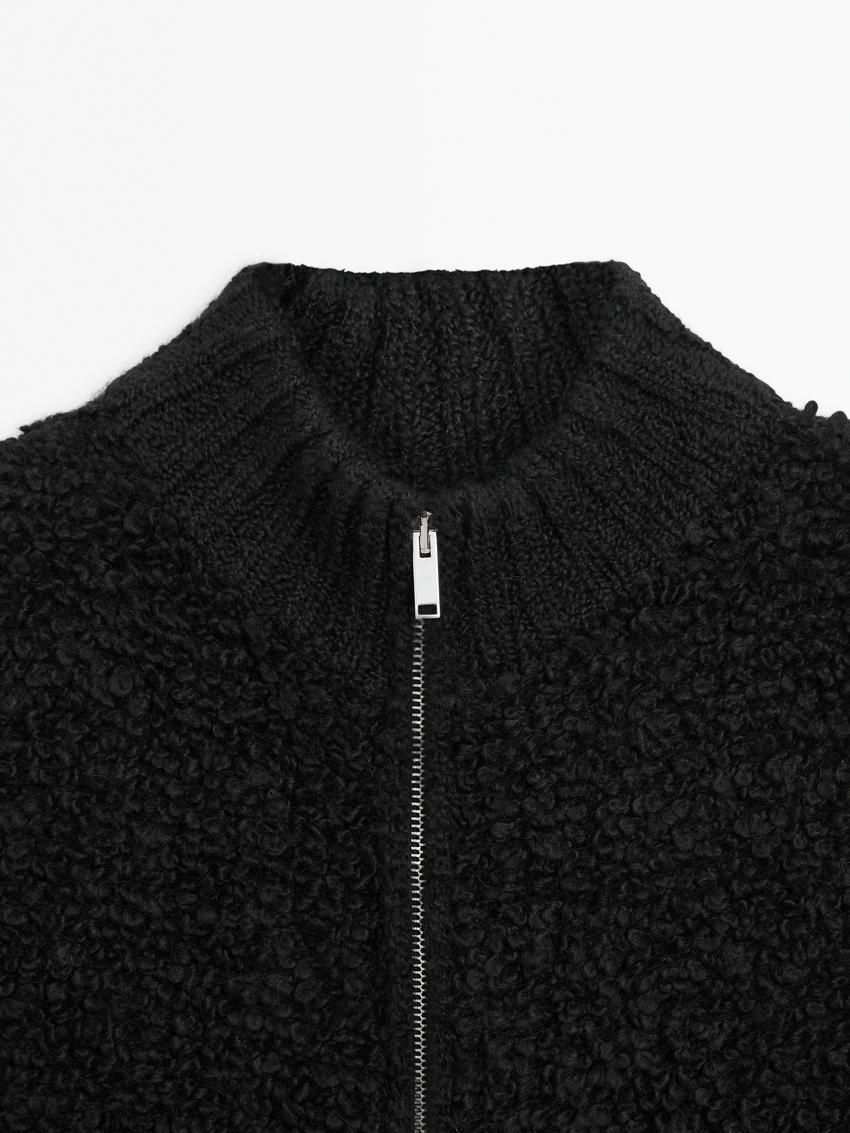 Massimo Dutti Bouclé Knit Women Vest Black | US-QW2496083