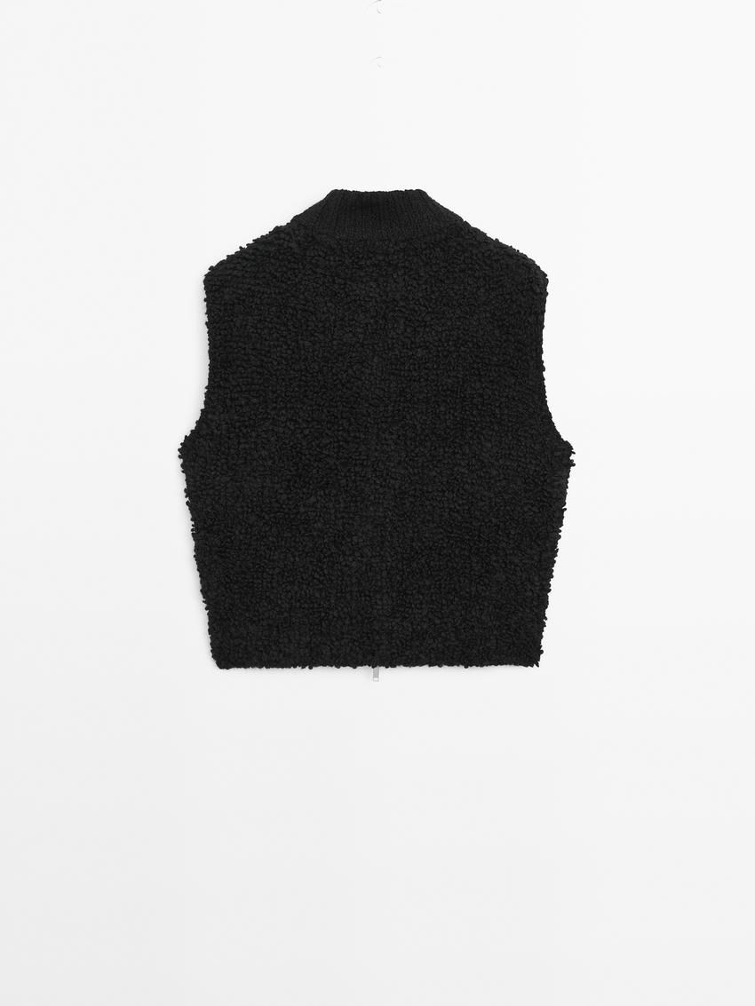 Massimo Dutti Bouclé Knit Women Vest Black | US-QW2496083