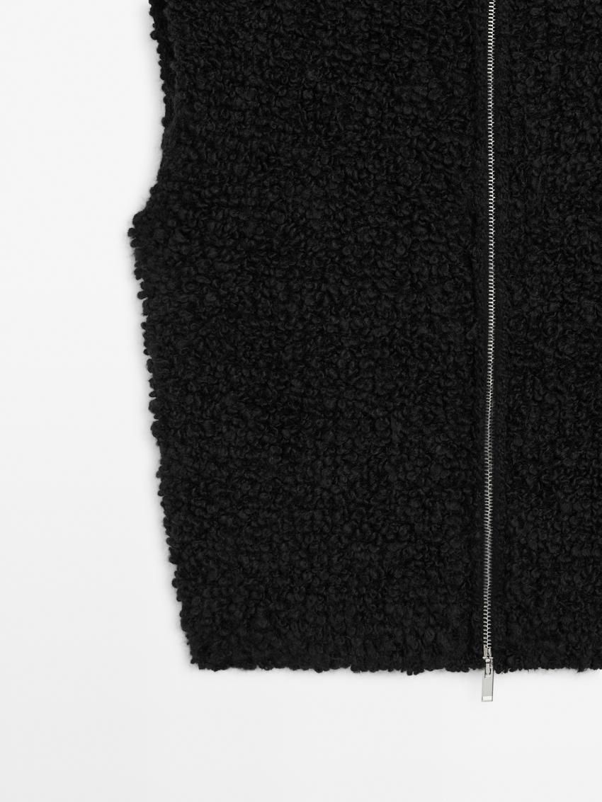 Massimo Dutti Bouclé Knit Women Vest Black | US-QW2496083