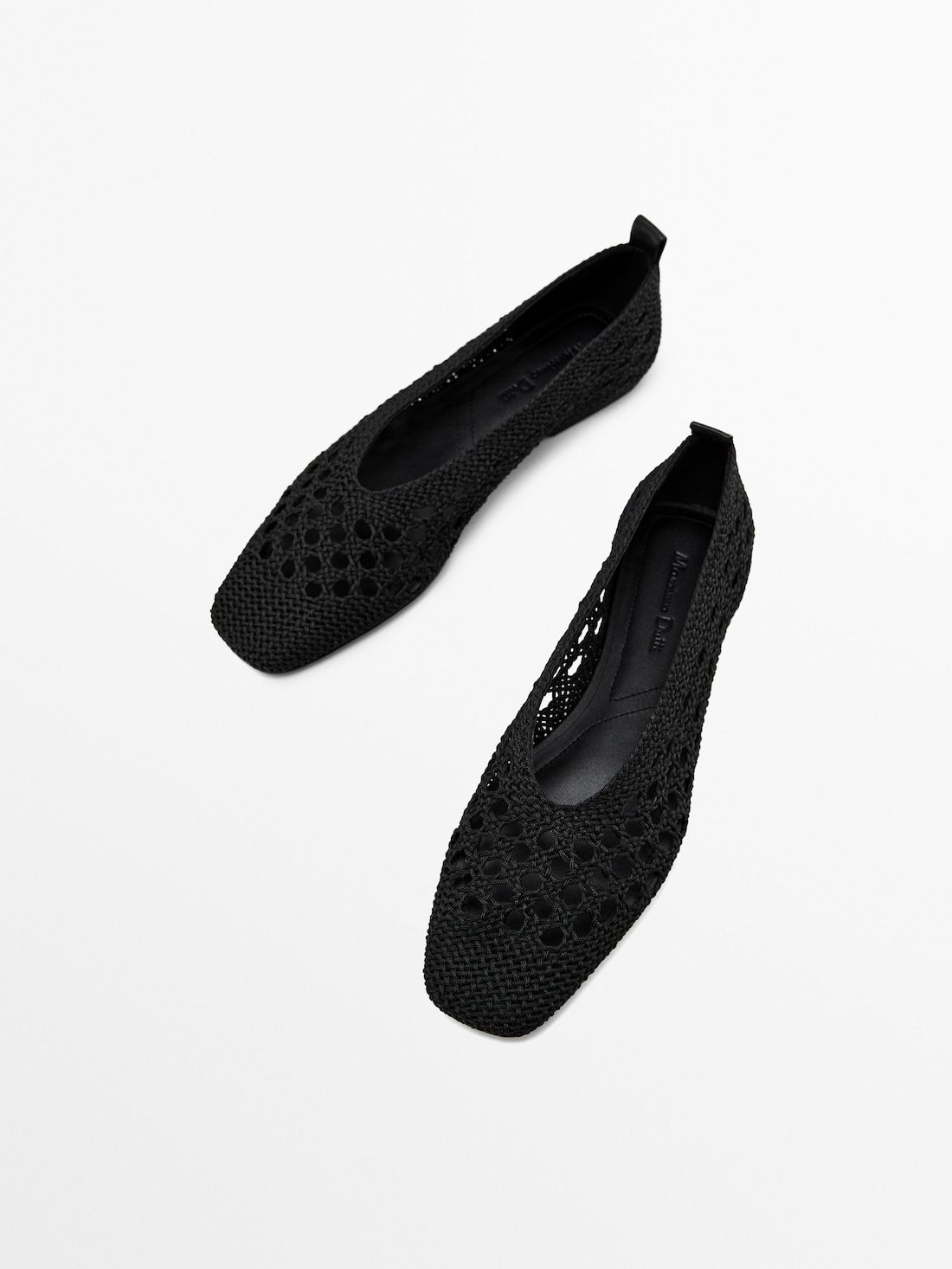 Massimo Dutti Braided Fabric Women Ballet Flats Black | US-VJ5739824