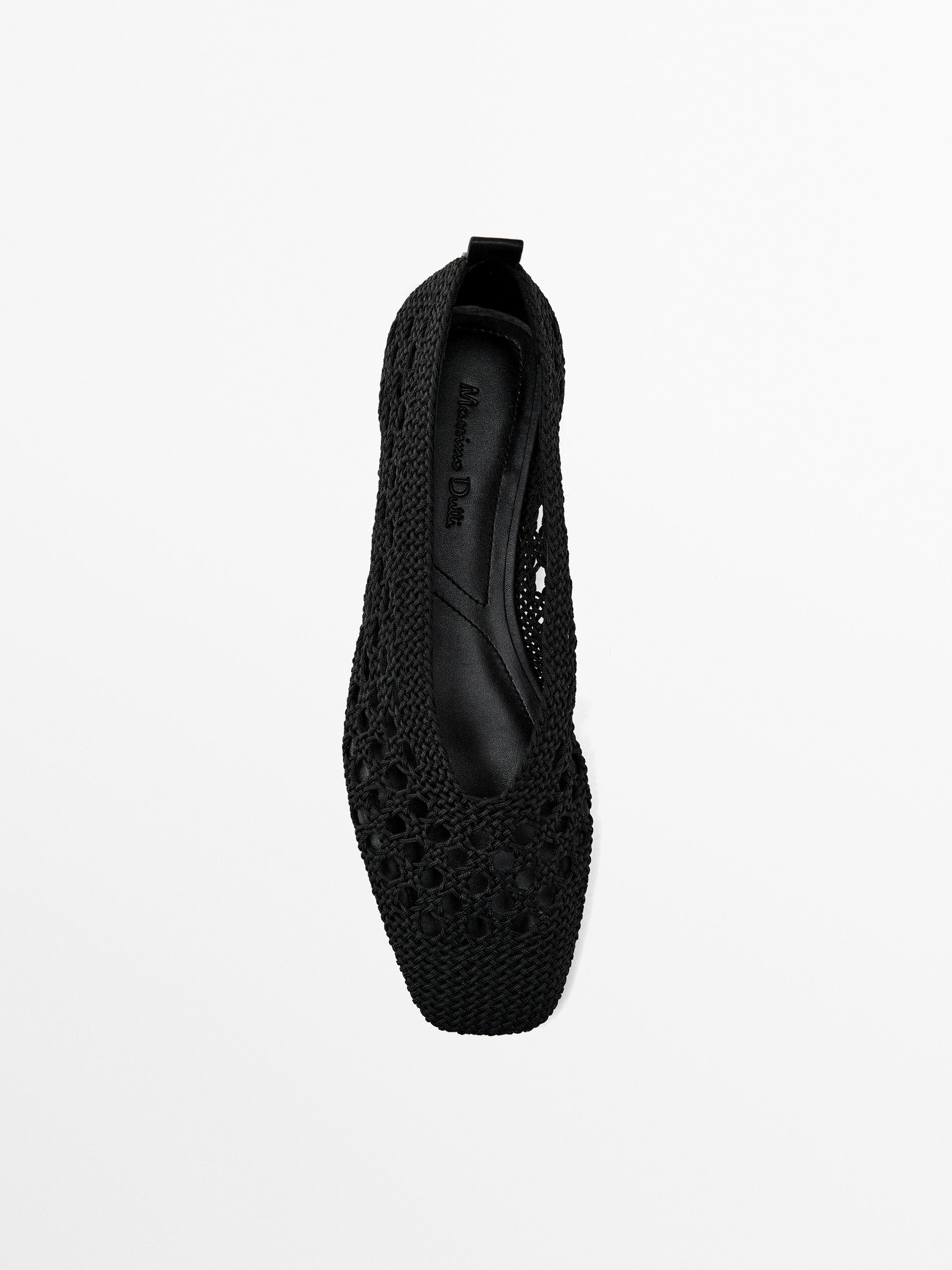 Massimo Dutti Braided Fabric Women Ballet Flats Black | US-VJ5739824