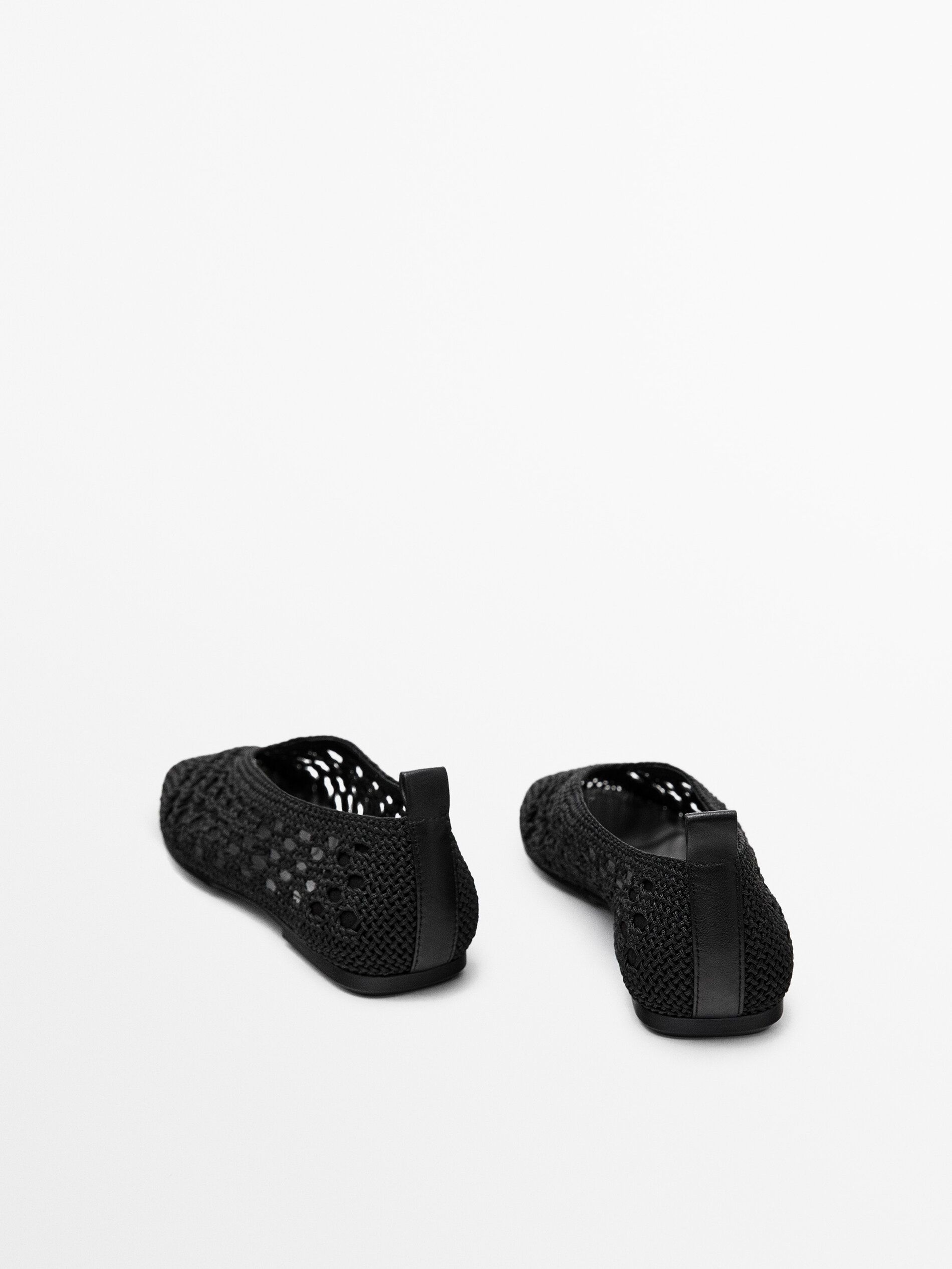 Massimo Dutti Braided Fabric Women Ballet Flats Black | US-VJ5739824
