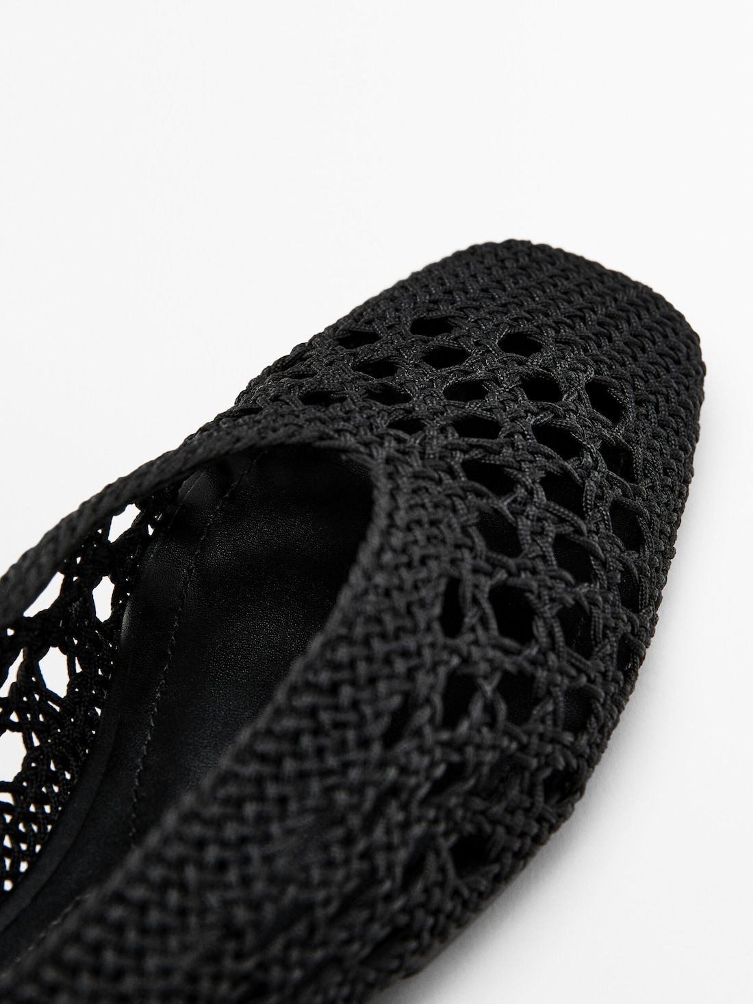 Massimo Dutti Braided Fabric Women Ballet Flats Black | US-VJ5739824