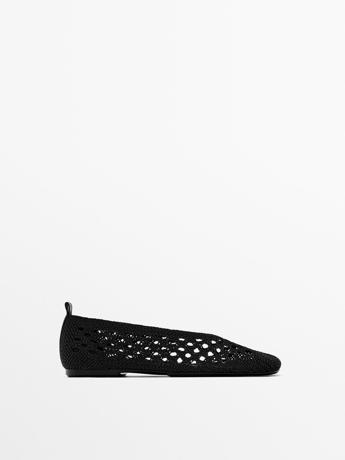 Massimo Dutti Braided Fabric Women Ballet Flats Black | US-VJ5739824