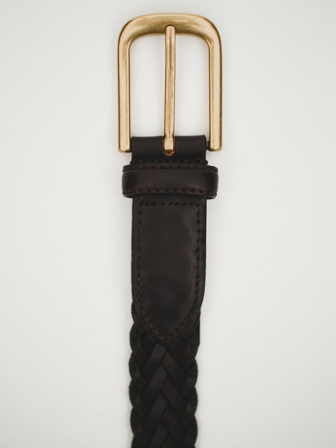 Massimo Dutti Braided Leather Men Belt Dark Brown | US-BK9428501