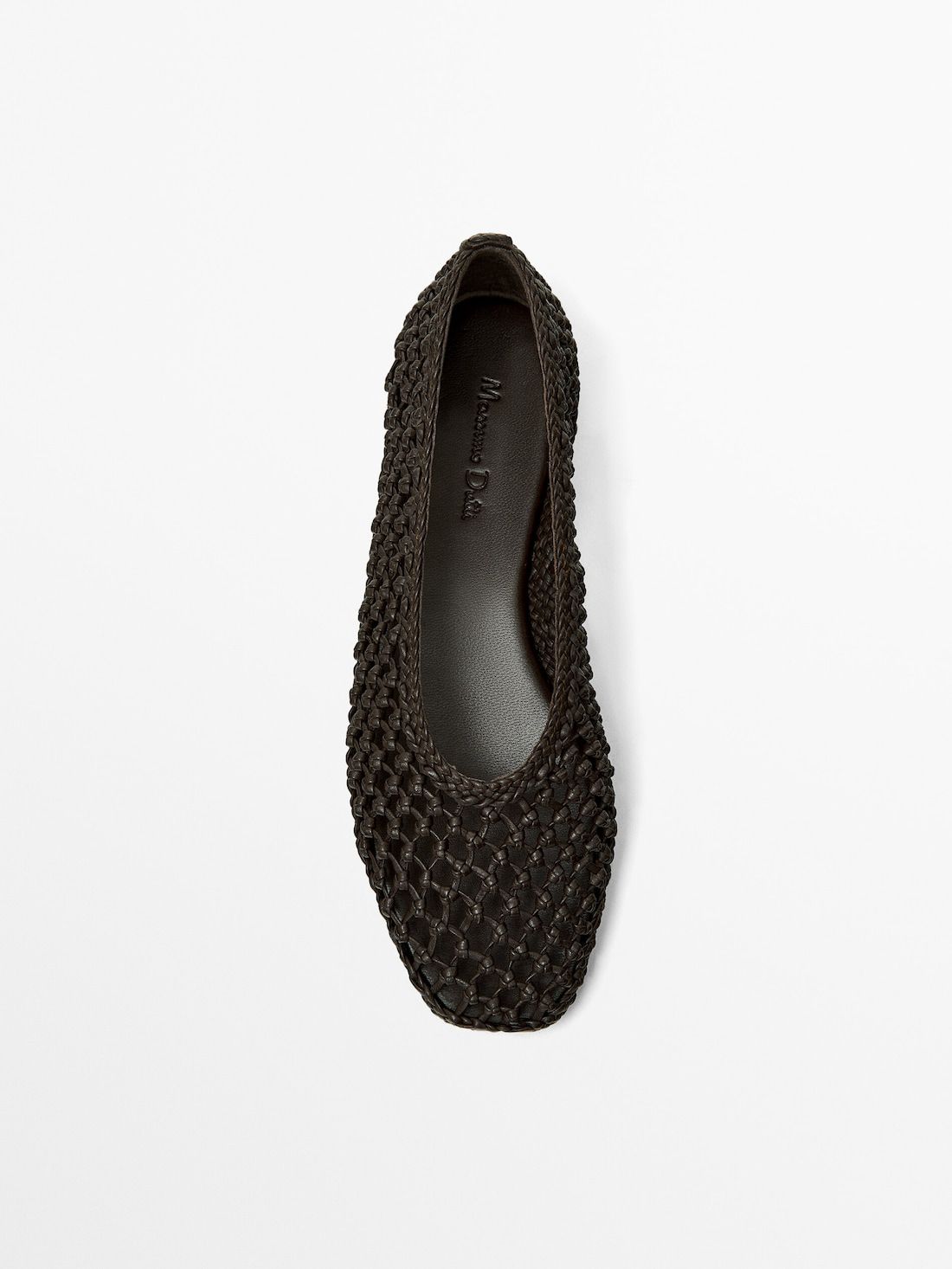 Massimo Dutti Braided Leather Women Ballet Flats Dark Brown | US-TU4721856