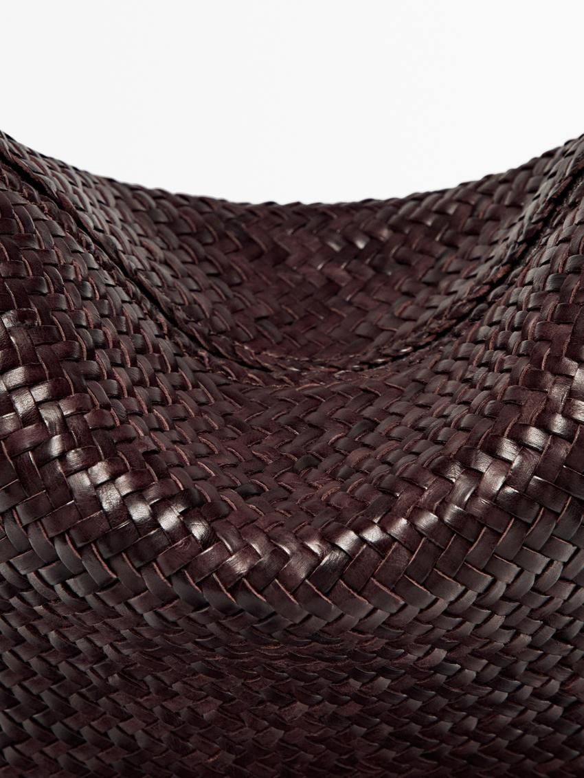 Massimo Dutti Braided Nappa Leather Women Shoulder Bag Burgundy | US-MU5264038