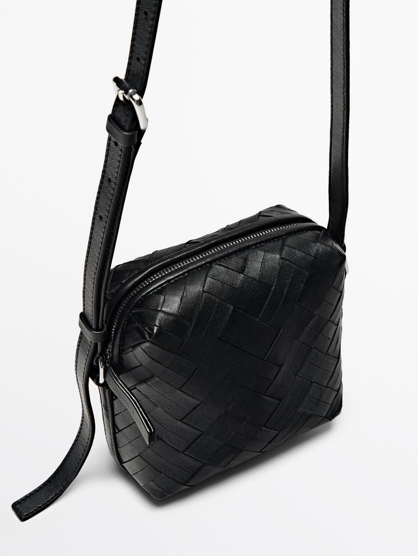 Massimo Dutti Braided Nappa Women Bucket Bag Black | US-DP5689732