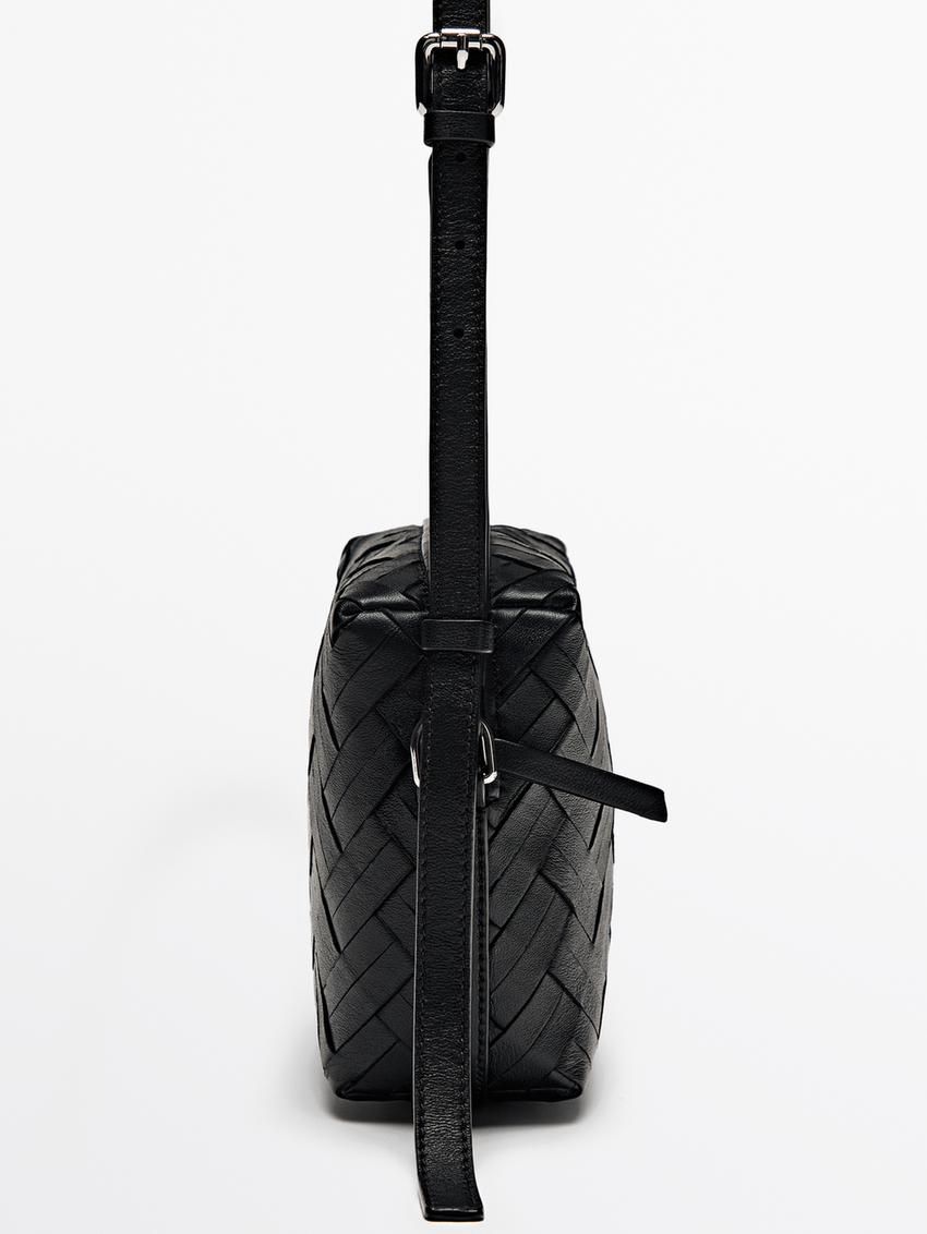 Massimo Dutti Braided Nappa Women Bucket Bag Black | US-DP5689732