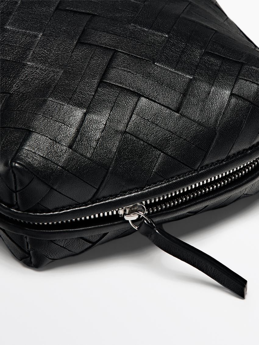 Massimo Dutti Braided Nappa Women Bucket Bag Black | US-DP5689732