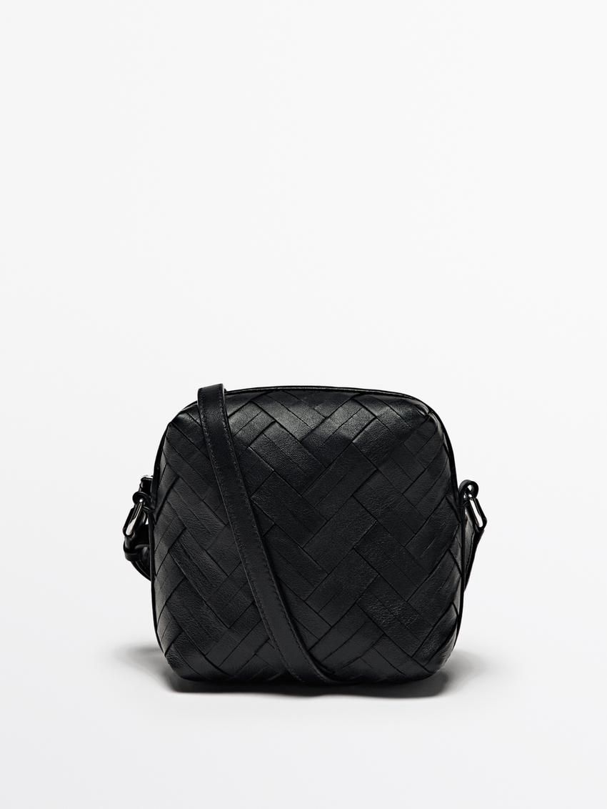 Massimo Dutti Braided Nappa Women Bucket Bag Black | US-DP5689732