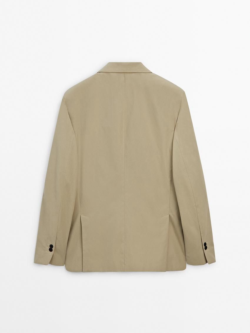 Massimo Dutti Brushed Cotton Micro-twill Men Blazer Beige | US-ZU6784013